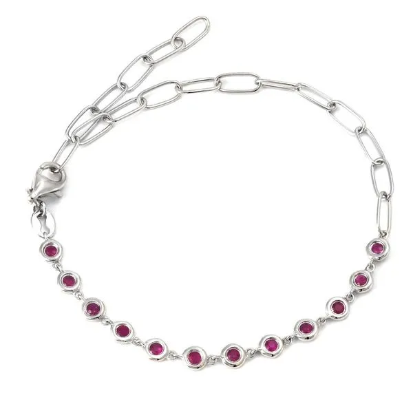 White Gold & Ruby Bracelet, 0.41Cttw, 6+1
