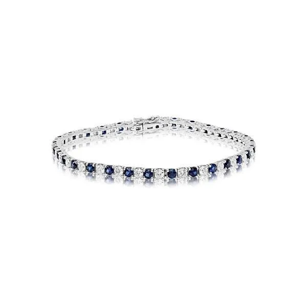 White Gold, Sapphire, & Diamond Bracelet, 7.25