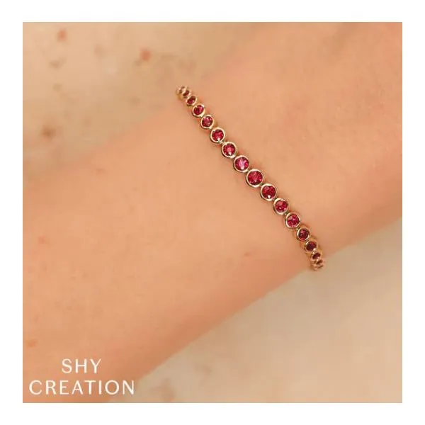 Shy Creation Yellow Gold Ruby Bezel Tennis Bracelet, 2.28ctw Image 2 SVS Fine Jewelry Oceanside, NY