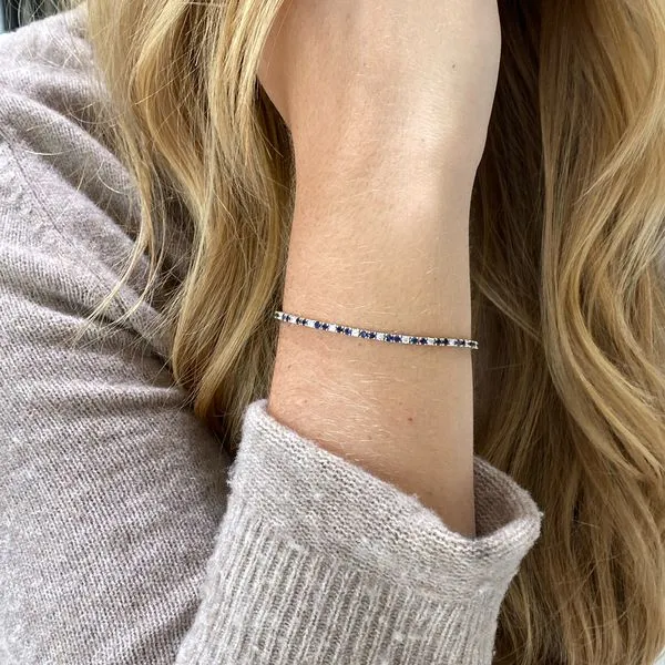 Sapphire & Diamond Tennis Bracelet Image 3 SVS Fine Jewelry Oceanside, NY