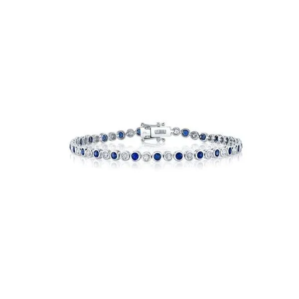 Shy Creation Diamond and Sapphire Bezel Tennis Bracelet, 2.58ctw SVS Fine Jewelry Oceanside, NY