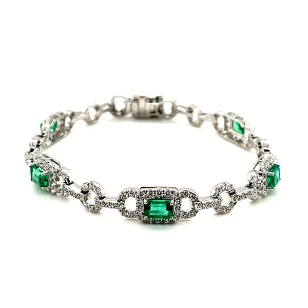 White Gold, Emerald, And Diamond Bracelet
