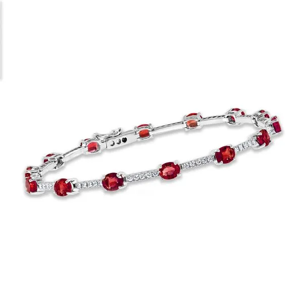 White Gold, Ruby, And Diamond Bracelet