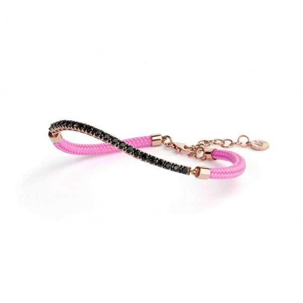 Vivalagioia Bracelet Capri Black Spinel & Light Pink Cord Image 2 SVS Fine Jewelry Oceanside, NY