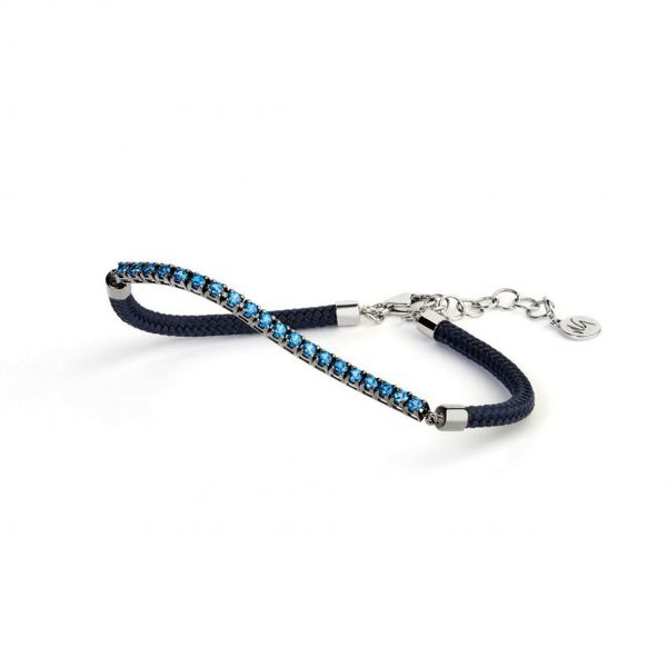 Vivalagioia Bracelet Capri Blue Topaz & Grey Cord Image 2 SVS Fine Jewelry Oceanside, NY
