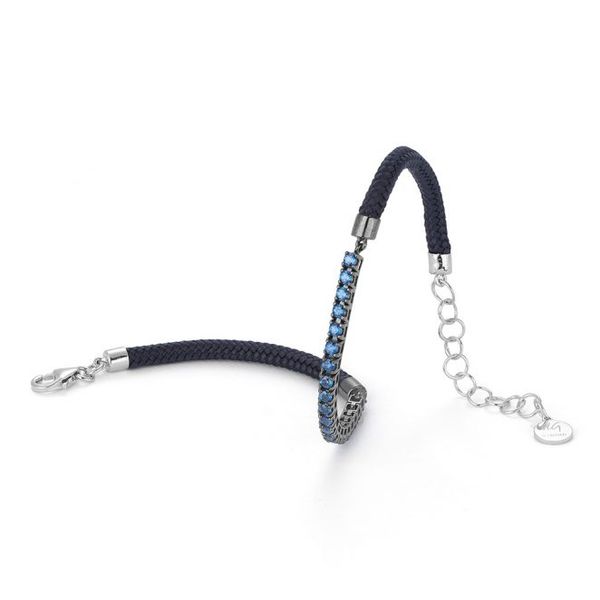 Vivalagioia Bracelet Capri Blue Topaz & Grey Cord SVS Fine Jewelry Oceanside, NY
