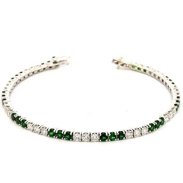 White Gold, Tsavorite, & Diamond Bracelet, 7\