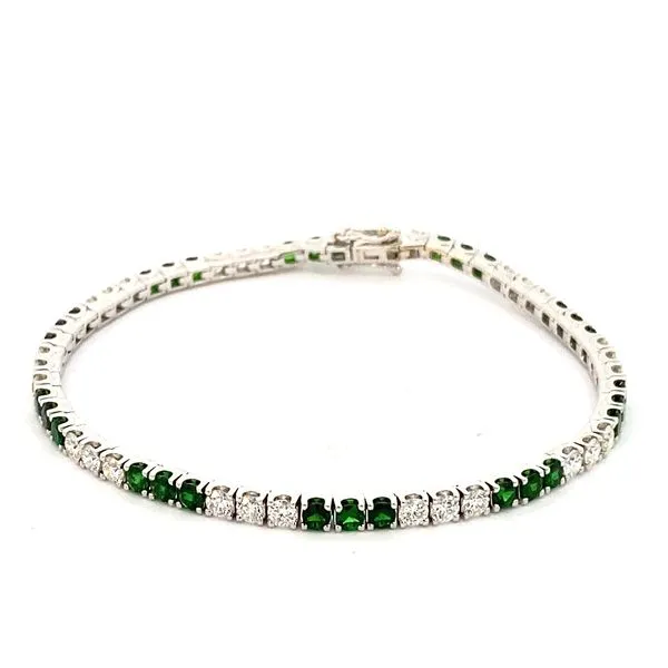 White Gold, Tsavorite, & Diamond Bracelet, 7\