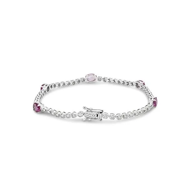 White Gold, Pink Sapphire, & Diamond Bracelet, 7\