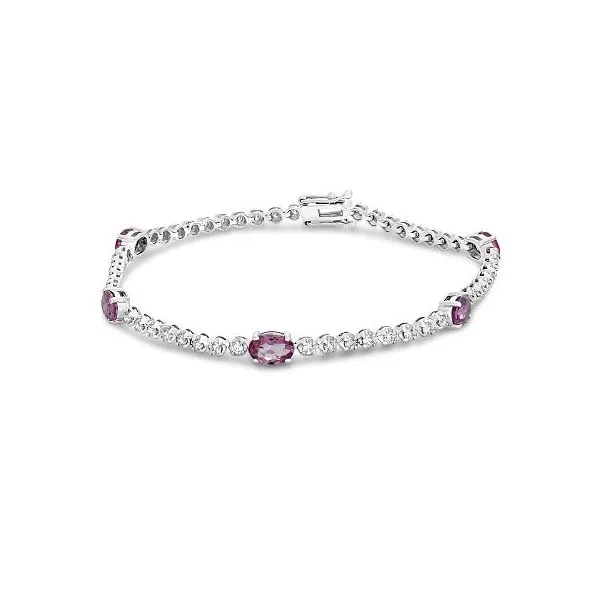 White Gold, Pink Sapphire, & Diamond Bracelet, 7\