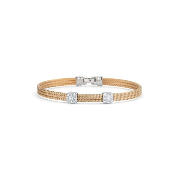 ALOR Classique Collection Rose Cable Bangle, 0.09cttw SVS Fine Jewelry Oceanside, NY