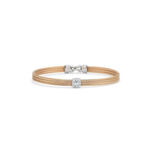 ALOR Classique Collection Rose Cable Bangle, 0.05cttw SVS Fine Jewelry Oceanside, NY