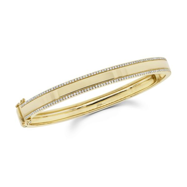 Yellow Gold and Diamond ID Bangle Image 2 SVS Fine Jewelry Oceanside, NY