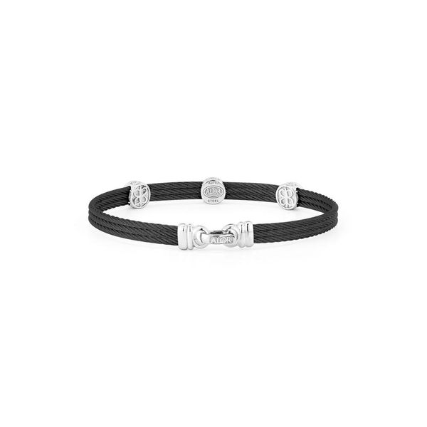 ALOR Noir Collection Black Cable Bangle, 0.14cttw Image 2 SVS Fine Jewelry Oceanside, NY