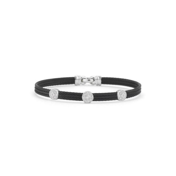 ALOR Noir Collection Black Cable Bangle, 0.14cttw SVS Fine Jewelry Oceanside, NY