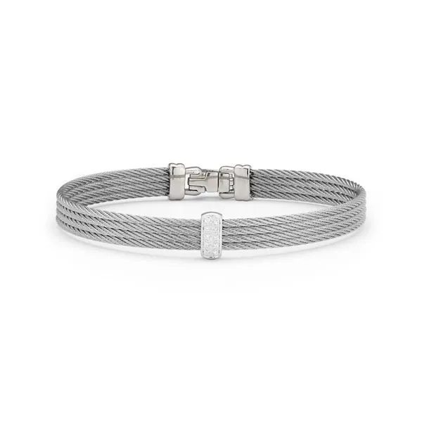 ALOR Classique Collection Grey Cable Bangle, 0.05cttw SVS Fine Jewelry Oceanside, NY