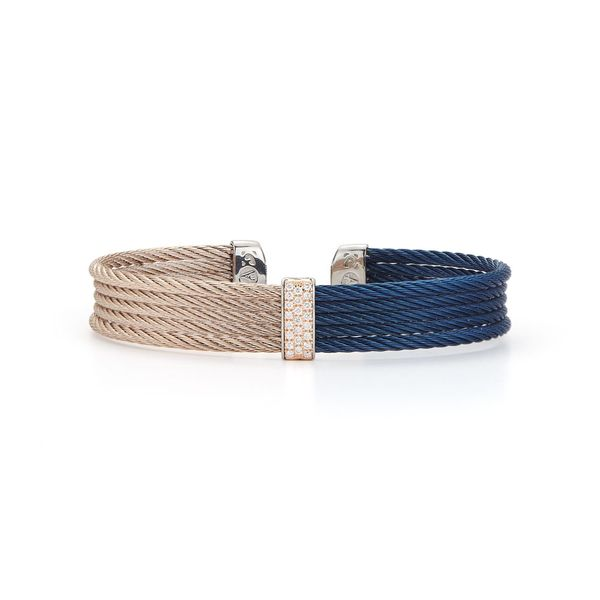 ALOR Blueberry & Carnation Cable Bangle, .19cttw SVS Fine Jewelry Oceanside, NY