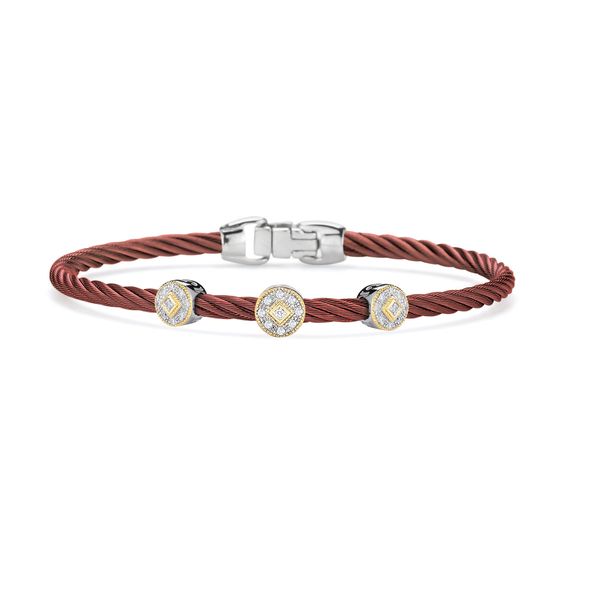 ALOR Burgundy Cable Bangle, 0.14cttw SVS Fine Jewelry Oceanside, NY