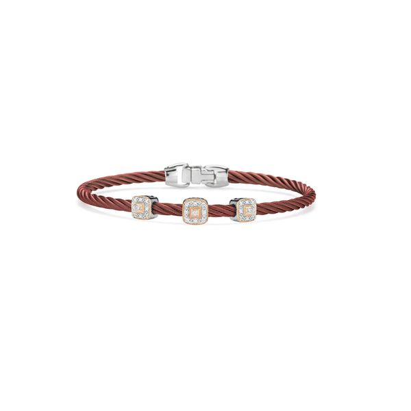 ALOR Burgundy Cable Bangle, .14cttw SVS Fine Jewelry Oceanside, NY