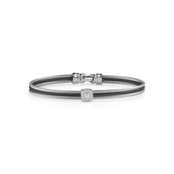 ALOR Noir Black and Grey Cable Bangle, .05cttw SVS Fine Jewelry Oceanside, NY