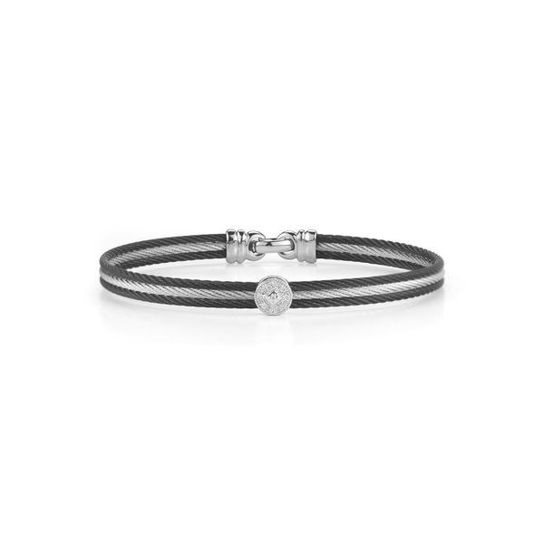 ALOR Noir Black and Grey Cable Bangle, .05cttw SVS Fine Jewelry Oceanside, NY