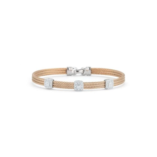 ALOR Classique Collection Rose Cable Bangle, 0.14cttw SVS Fine Jewelry Oceanside, NY