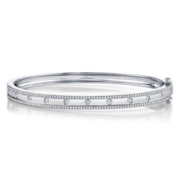 Shy Creation 14K White Gold and Diamond ID Bangle SVS Fine Jewelry Oceanside, NY