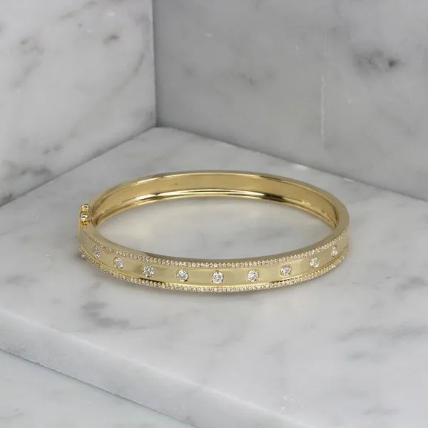 Shy Creation 14K Yellow Gold Diamond Bangle Bracelet Image 2 SVS Fine Jewelry Oceanside, NY