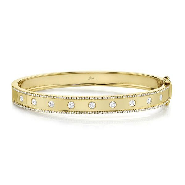 Shy Creation 14K Yellow Gold Diamond Bangle Bracelet SVS Fine Jewelry Oceanside, NY