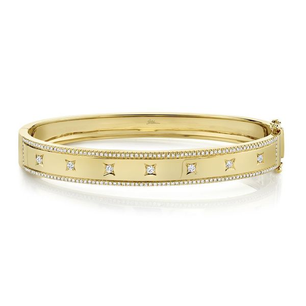 Shy Creation 14K Yellow Gold Diamond Bangle Bracelet SVS Fine Jewelry Oceanside, NY