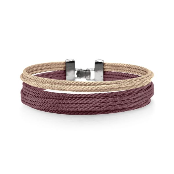ALOR Classique Burgundy and Gold Cable Bangle SVS Fine Jewelry Oceanside, NY