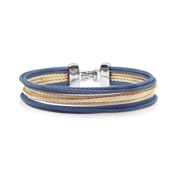 ALOR Classique Blue and Gold Alternating Cable Bangle SVS Fine Jewelry Oceanside, NY