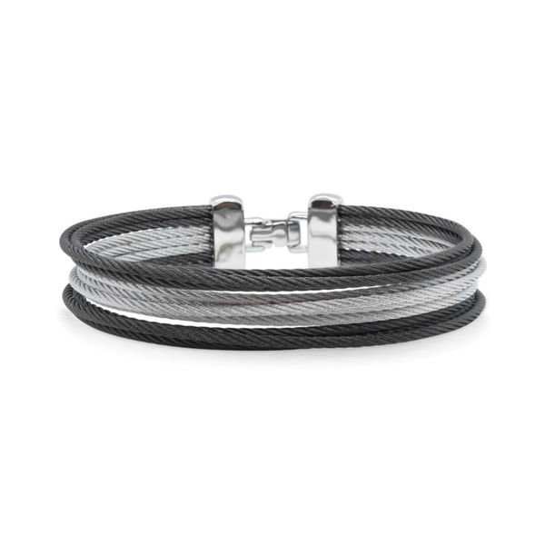 ALOR Classique Black and Grey Cable Bangle SVS Fine Jewelry Oceanside, NY