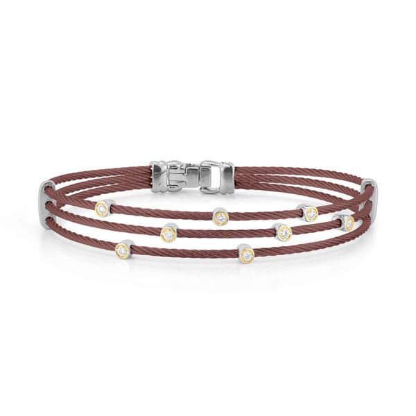 ALOR Classique Burgundy Cable Bangle, 0.11cttw SVS Fine Jewelry Oceanside, NY