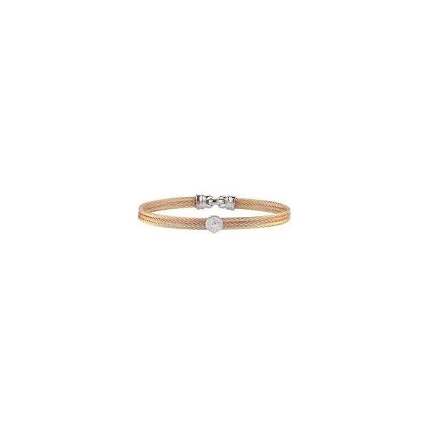 ALOR Classique Yellow & Rose Cable Bangle, 0.05Cttw SVS Fine Jewelry Oceanside, NY