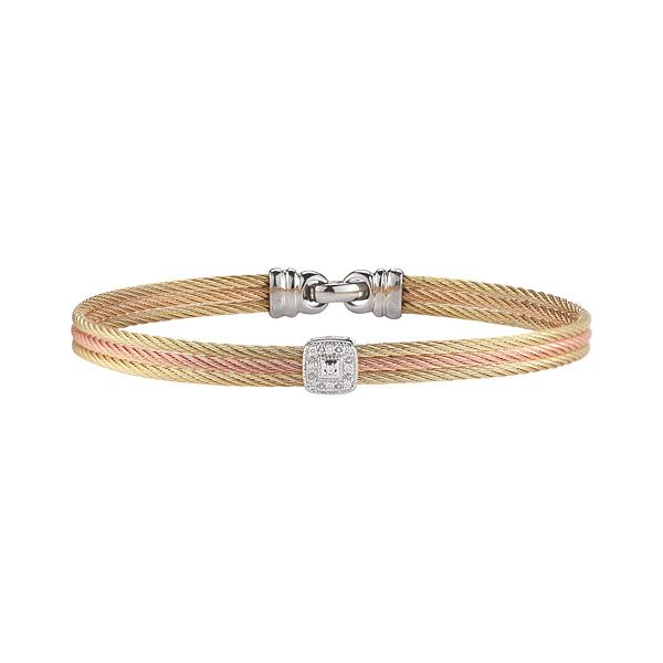 ALOR 'Classique' Yellow & Rose Cable Bangle, 0.05Cttw SVS Fine Jewelry Oceanside, NY