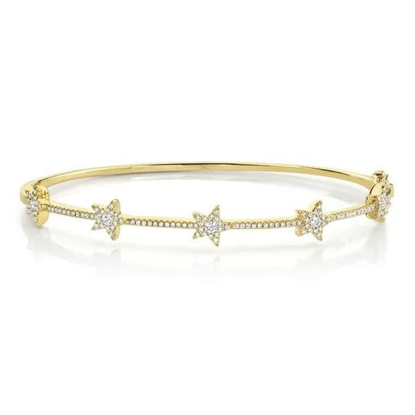 Shy Creation 14K Yellow Gold And Diamond Star Bangle SVS Fine Jewelry Oceanside, NY