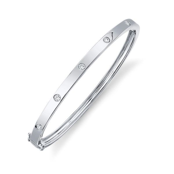 Shy Creation 14K White Gold Diamond Bangle, .38cttw Image 2 SVS Fine Jewelry Oceanside, NY