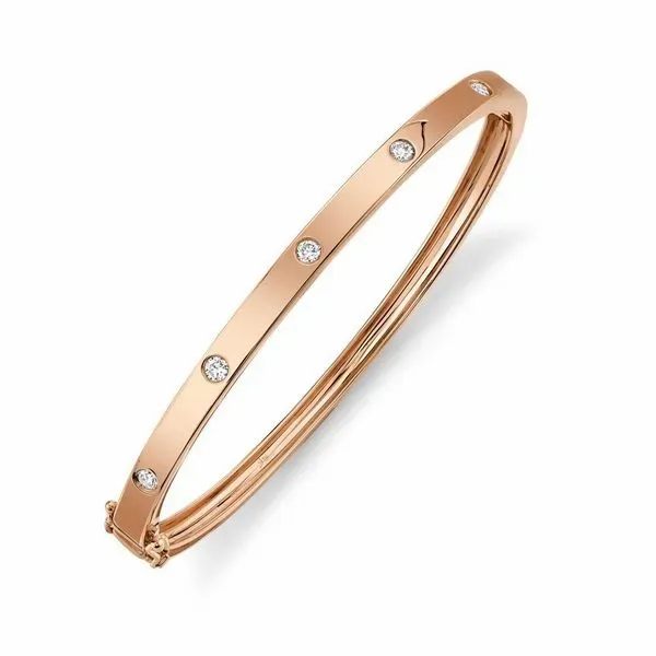 Shy Creation 14K Rose Gold Diamond Bangle, .38cttw Image 2 SVS Fine Jewelry Oceanside, NY