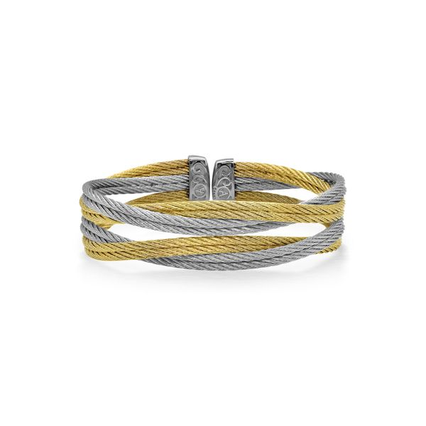 ALOR Grey & Yellow Cable Entwine Bangle SVS Fine Jewelry Oceanside, NY