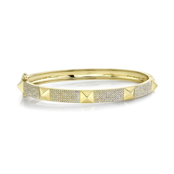 Shy Creation 14K Yellow Gold And Diamond Pave Bangle SVS Fine Jewelry Oceanside, NY