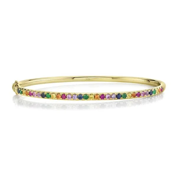 Shy Creation Yellow Gold Rainbow Multi-Color Stone Bangle SVS Fine Jewelry Oceanside, NY