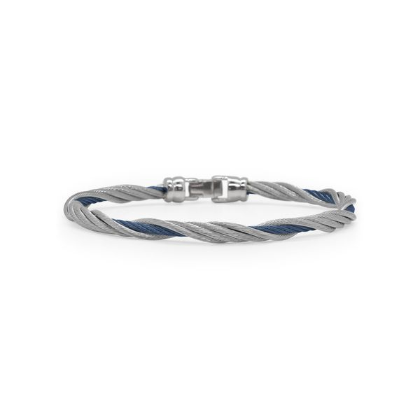 ALOR Blueberry & Grey Cable Modern Twist Bracelet, 7