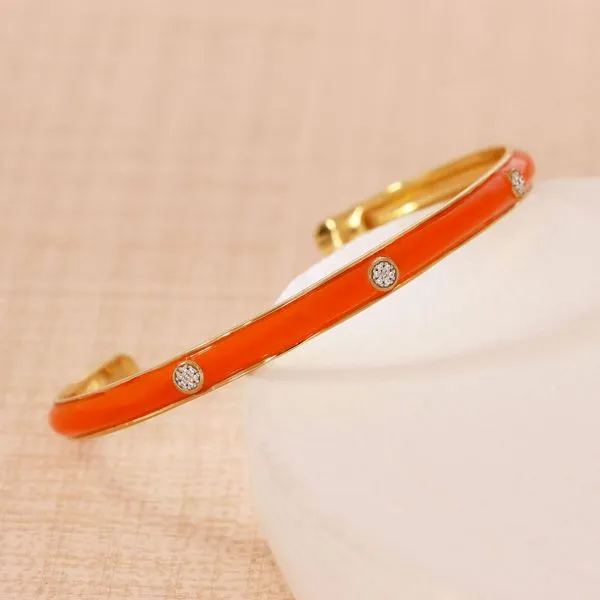 Ella Stein Diamond Orange Enamel Cuff SVS Fine Jewelry Oceanside, NY