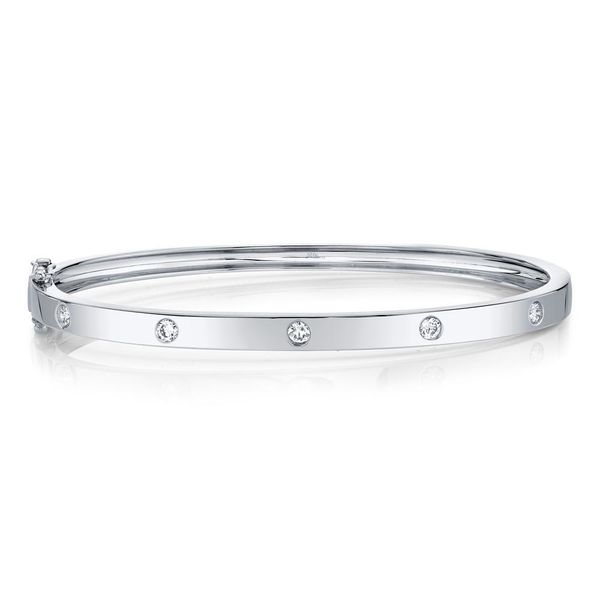 Shy Creation White Gold Diamond Bangle, 0.38cttw, 7.5