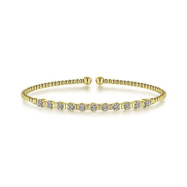 Gabriel & Co. Bujukan Yellow Gold Diamond Stations Bangle SVS Fine Jewelry Oceanside, NY