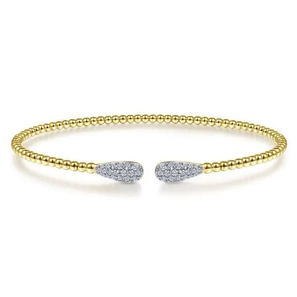 Gabriel & Co. Bujukan Yellow Gold Diamond Teardrops Cuff SVS Fine Jewelry Oceanside, NY