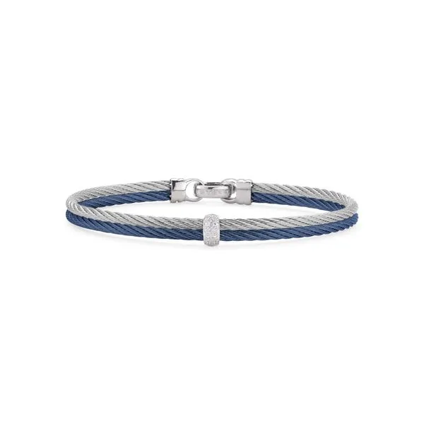 ALOR Gold, Diamond, Blueberry, & Grey Cable Bracelet SVS Fine Jewelry Oceanside, NY