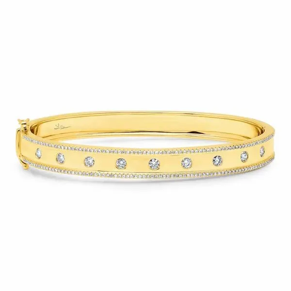 Shy Creation Yellow Gold and Diamond ID Bangle SVS Fine Jewelry Oceanside, NY