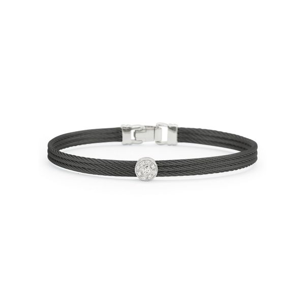 ALOR Noir Collection Black Cable Bangle, 0.05cttw SVS Fine Jewelry Oceanside, NY